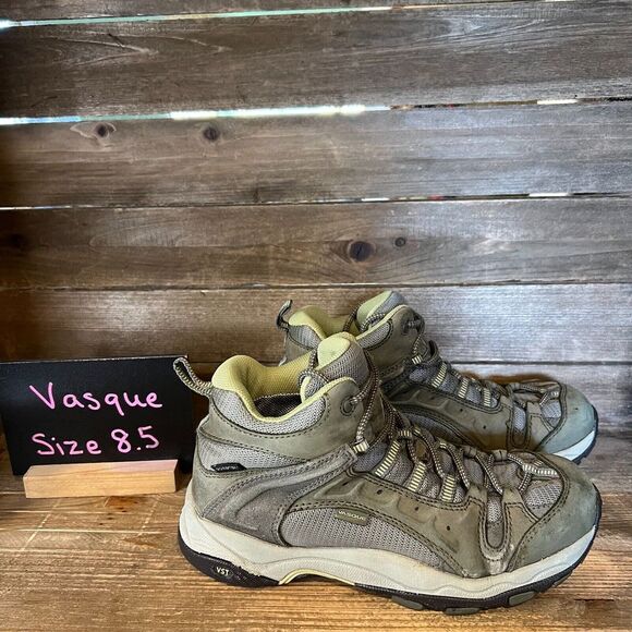Womens Vasque VST Green Leather Outdoor‎ Ankle Hiking Boots Size 8.5 M GUC - Picture 1 of 6